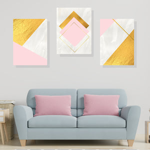 Set 3 Tablouri  Multicanvas Forms Gold
